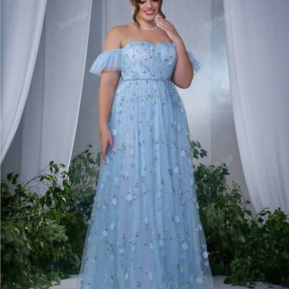 Off Shoulder Flutter Sleeves Satin Dress With Pocket Ocean Blue